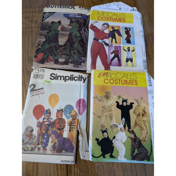 Kids Halloween Costume Patterns Lot Of 4 Mccalls‎ Simplicity Butterick Animals - Picture 1 of 2